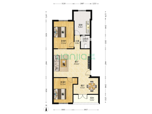 塘埔路 2室2厅1卫 92平方