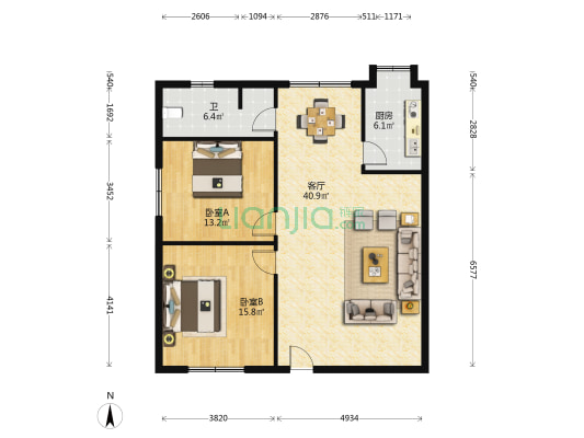 凤凰大厦 2室1厅1卫 104平方