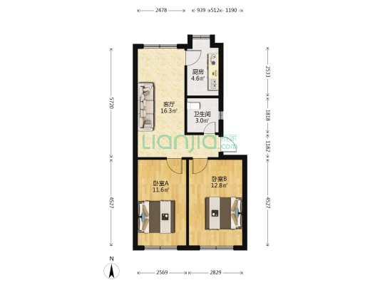滨江西路33号 2室1厅1卫 62平方