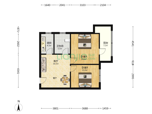 胶州大楼 2室1厅1卫 79平方