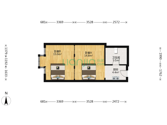 新永兴城 2室0厅1卫 61平方