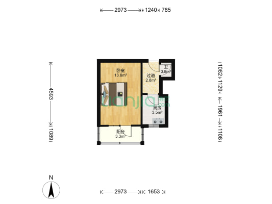 奋斗楼 1室0厅1卫 31平方