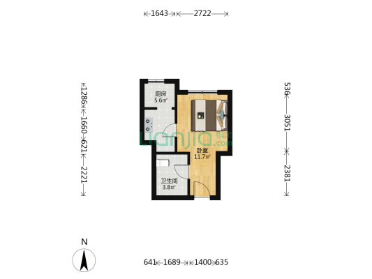 碧桂园太阳城左邻右里 1室0厅1卫 34平方