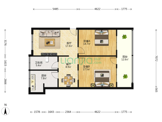 印刷厂家属院 2室2厅1卫 98平方