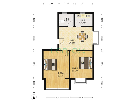 钻石家园东区 2室1厅1卫 79平方