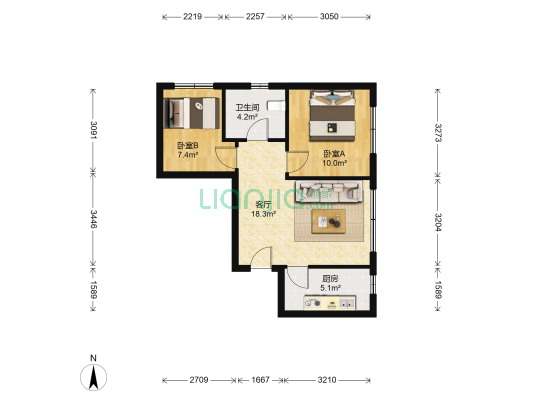 中海寰宇天下天萃 2室1厅1卫 69平方