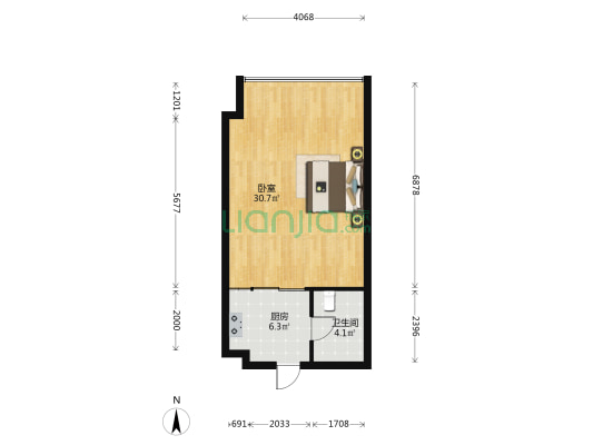 绿城诸暨中心 1室0厅1卫 75平方