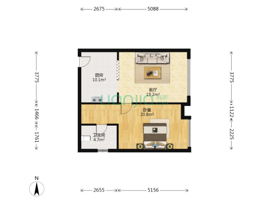 恒大御景湾 1室1厅1卫 80平方