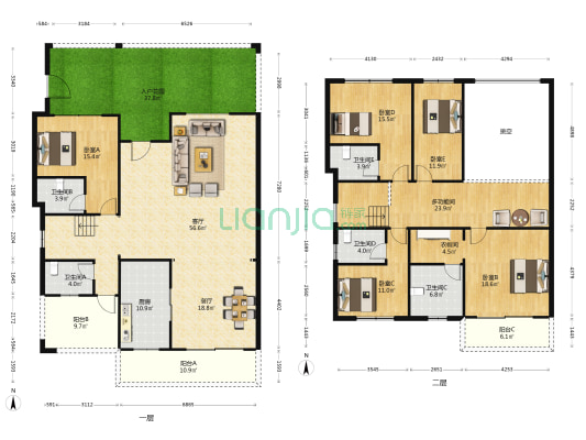 碧月湾花园 6室2厅5卫 309平方