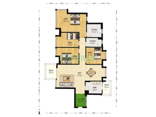嘉汇城二期 4室1厅2卫 146平方