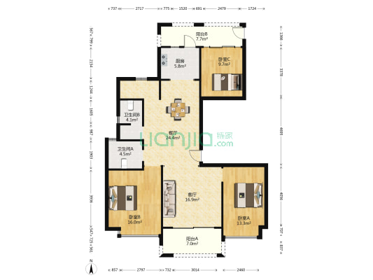 融信江南学府 3室2厅2卫 127平方