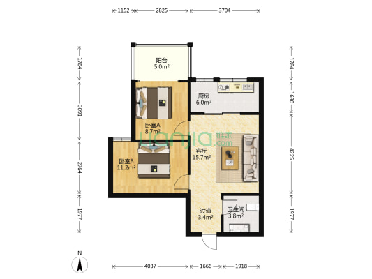 尚邦25时区 2室1厅1卫 70平方