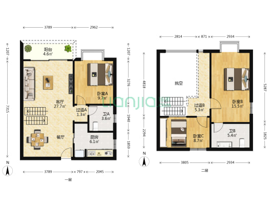 西海名苑 3室1厅2卫 108平方