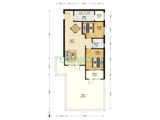 天朗大兴郡悦城 2室1厅1卫 79平方