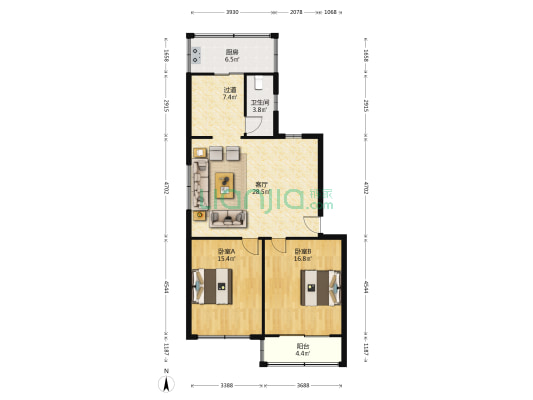 风华楼 2室1厅1卫 102平方