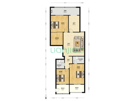 贵通润园南区 3室2厅2卫 180平方