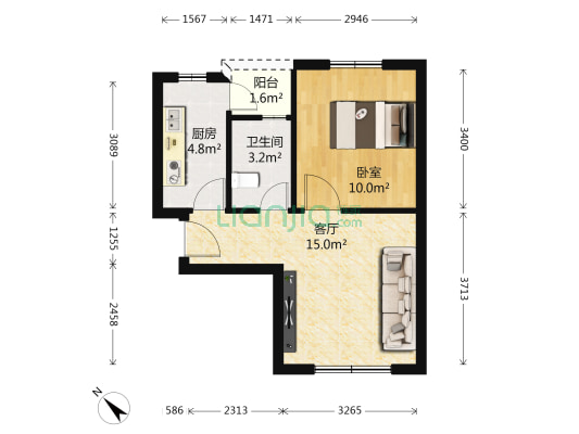 龙栖路644号 1室1厅1卫 47平方