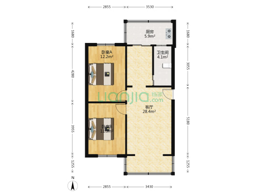 玉林西路11号 2室1厅1卫 66平方