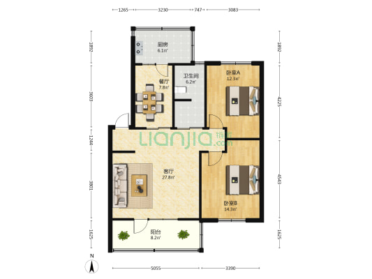 物资局家属院 2室2厅1卫 103平方