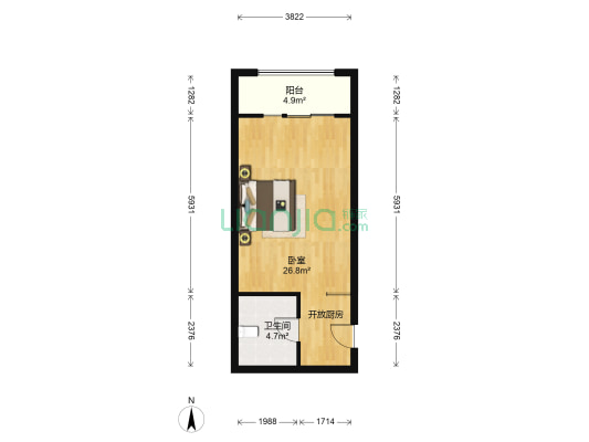 城南印象生活广场 1室0厅1卫 51平方