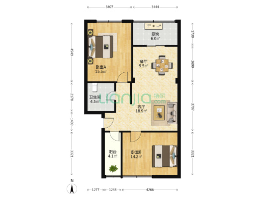桐乌路71号 2室2厅1卫 87平方