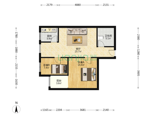 弘德缘小区，环境好，地理位置优越，交通购物方便-户型图