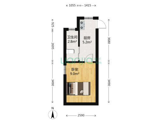 和田小区 1室0厅1卫 22平方
