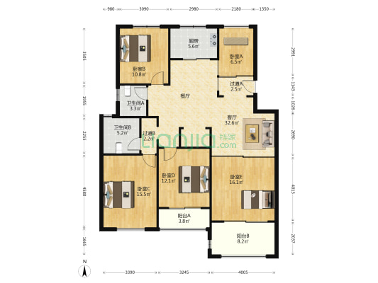 南苑尚城 5室1厅2卫 145平方