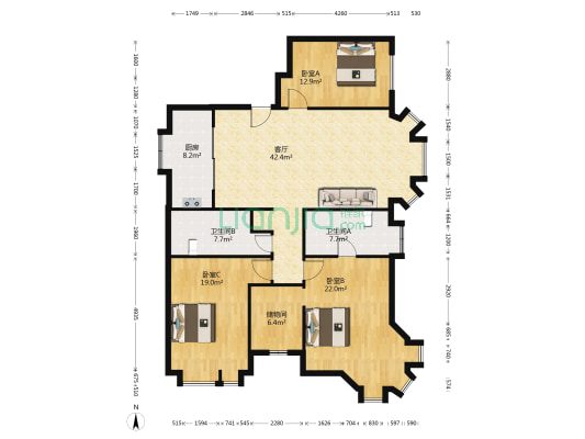 贝肯山菩提园 3室1厅2卫 157平方