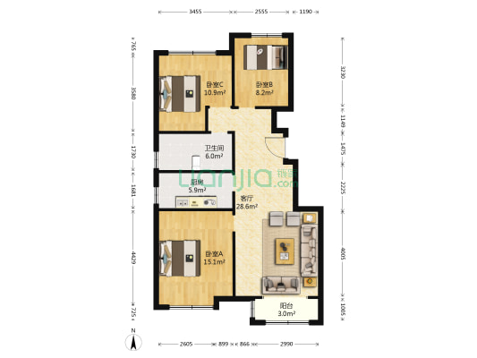融创东岸名郡3室1厅10756平米