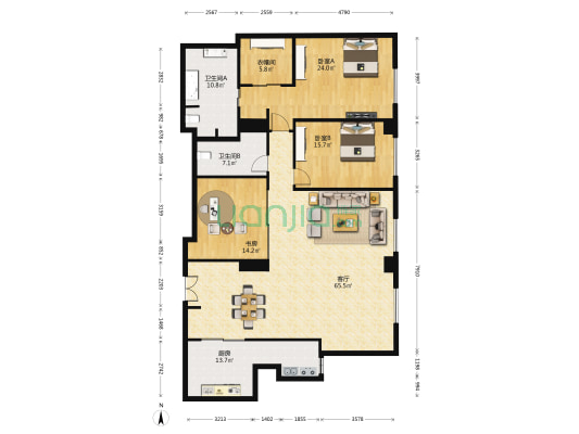 金舆东华 3室1厅2卫 244平方