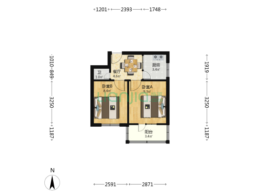 市卷烟厂家属院（酒泉路） 2室1厅1卫 40平方