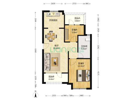 华润置地幸福里 2室1厅1卫 77平方