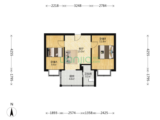 掖平街 2室1厅1卫 45平方