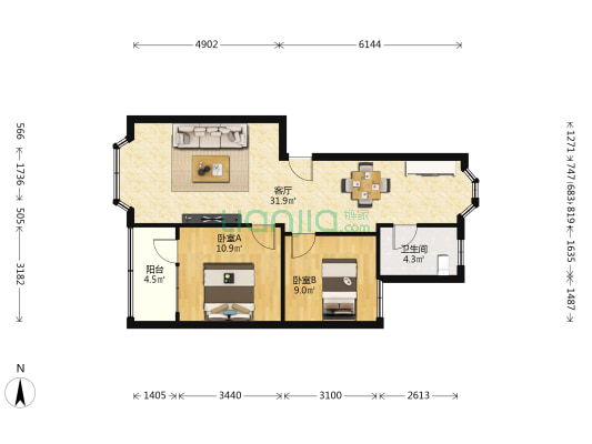 安庆巷 2室1厅1卫 73平方