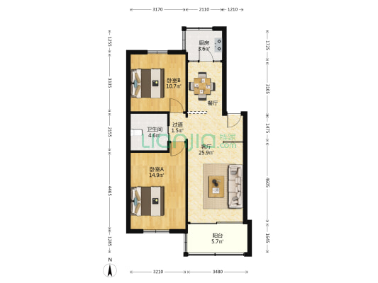 文二路46号 2室1厅1卫 78平方