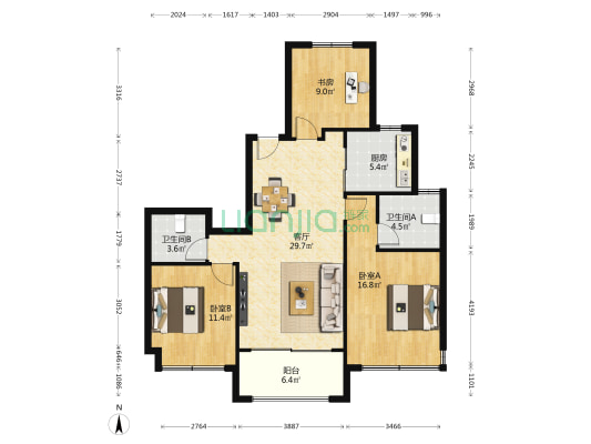 金隅紫京云筑二期 3室1厅2卫 121平方