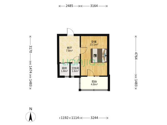 福源楼(红桥区) 1室1厅1卫 36平方