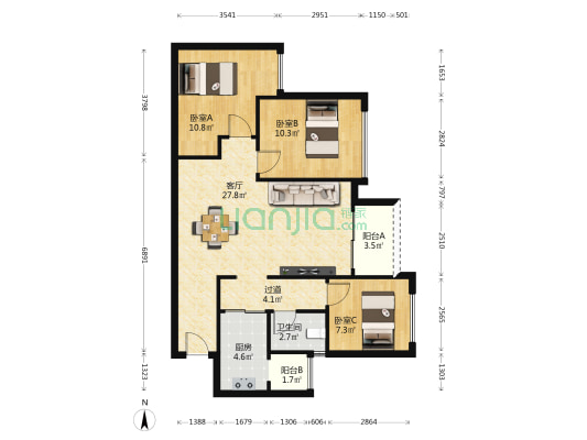协信天骄星城二期 3室1厅1卫 89平方
