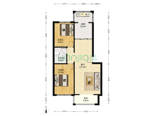 瑞明楼 2室1厅1卫 83平方