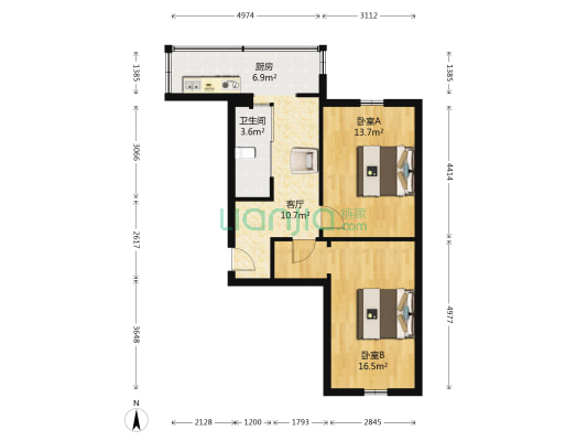明德路小区 2室1厅1卫 61平方