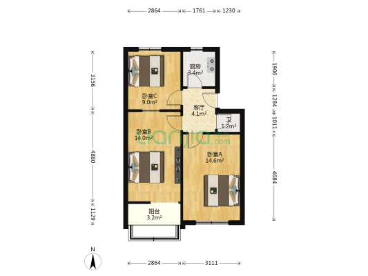 光明南大街112号院 3室1厅1卫 63平方