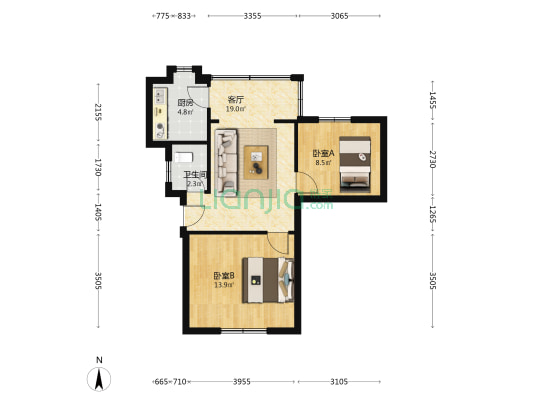 玉林横街16号 2室1厅1卫 58平方