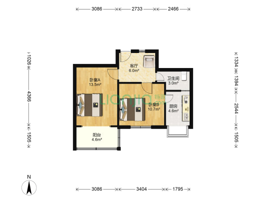 保全街7-31号院 2室1厅1卫 54平方