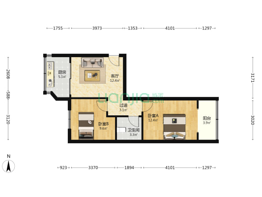 和平村小区 2室1厅1卫 61平方