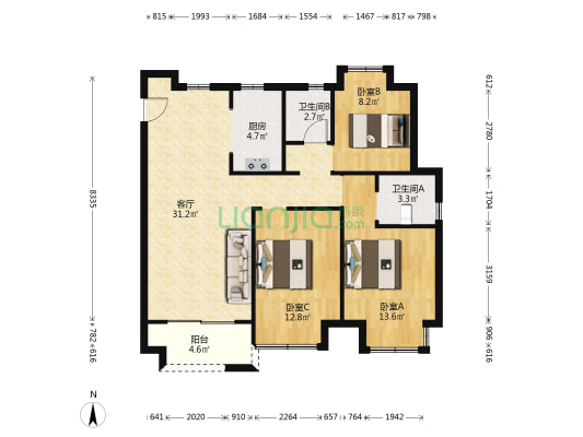 无锡公园悦府 3室1厅2卫 112平方