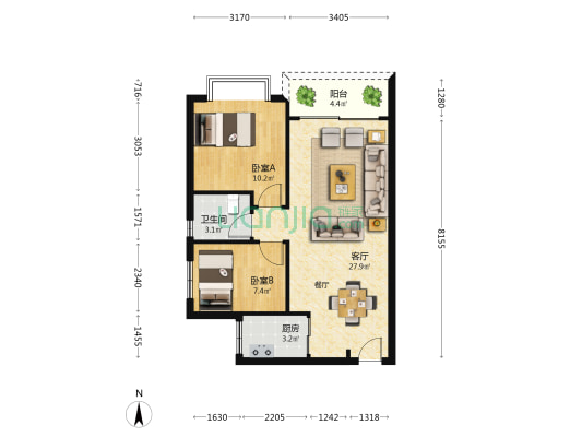 银座名居 2室1厅1卫 66平方