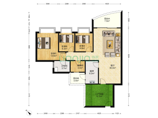群星新邨 3室1厅1卫 108平方
