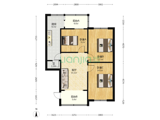 正东街45号 3室1厅1卫 72平方