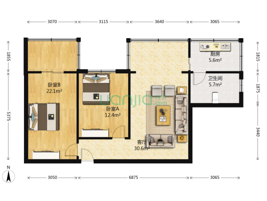 欣园二期 2室1厅1卫 94平方